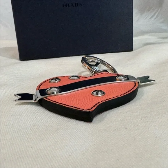 PRADA Saffiano Trick Heart Bag Charm - Picture 7 of 16